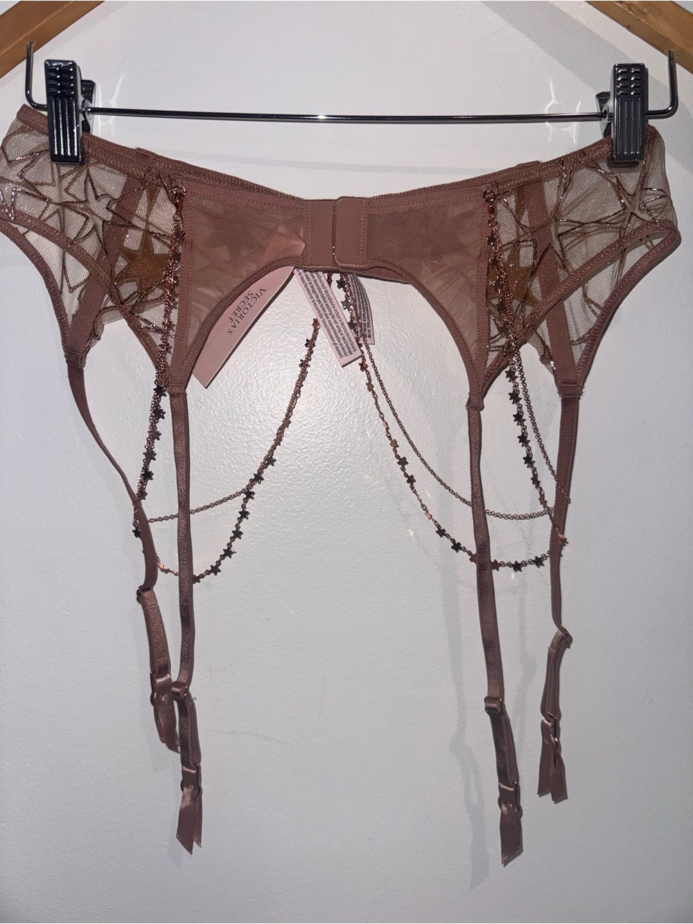 NWT Victoria’s Secret very sexy Stardust embroidery rose gold chain garter belt - Picture 10 of 11